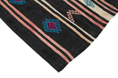 Striped Kilim Brown Striped Goat Hair Handmade Rug 7'10'' x 11'9''