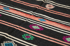 Striped Kilim Brown Striped Goat Hair Handmade Rug 7'10'' x 11'9''