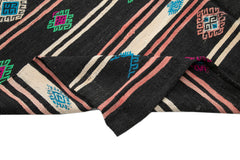 Striped Kilim Brown Striped Goat Hair Handmade Rug 7'10'' x 11'9''