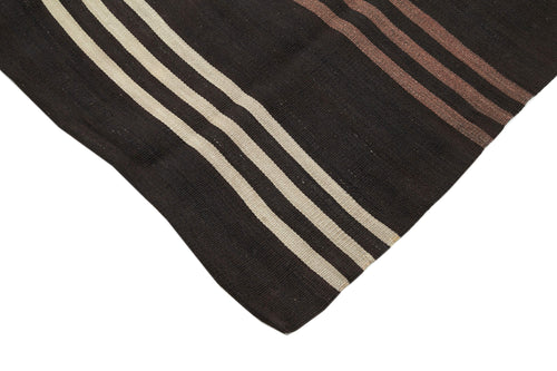 Striped Kilim Brown Striped Goat Hair Handmade Rug 7'5'' x 11'1''