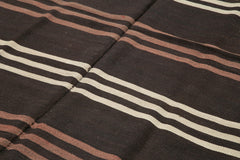 Striped Kilim Brown Striped Goat Hair Handmade Rug 7'5'' x 11'1''