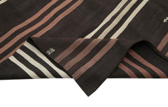 Striped Kilim Brown Striped Goat Hair Handmade Rug 7'5'' x 11'1''