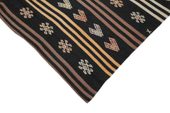 Striped Kilim Brown Striped Goat Hair Handmade Rug 6'6'' x 10'9''