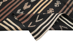 Striped Kilim Brown Striped Goat Hair Handmade Rug 6'6'' x 10'9''