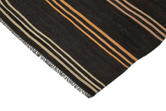 Striped Kilim Brown Striped Goat Hair Handmade Rug 6'8'' x 10'11''