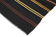 Striped Kilim Brown Striped Goat Hair Handmade Rug 6'8'' x 11'4''