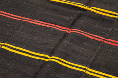 Striped Kilim Brown Striped Goat Hair Handmade Rug 5'8'' x 13'9''