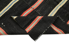 Striped Kilim Brown Striped Goat Hair Handmade Rug 6'7'' x 12'3''