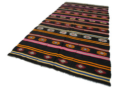 Striped Kilim Brown Striped Goat Hair Handmade Rug 6'3'' x 12'5''