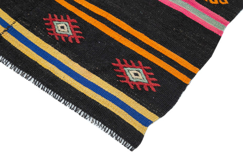 Striped Kilim Brown Striped Goat Hair Handmade Rug 6'3'' x 12'5''