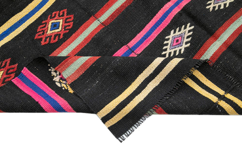 Striped Kilim Brown Striped Goat Hair Handmade Rug 6'3'' x 12'5''