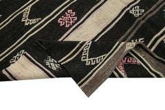 Striped Kilim Brown Striped Goat Hair Handmade Rug 6'4'' x 10'9''