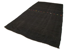 Striped Kilim Brown Striped Goat Hair Handmade Rug 6'5'' x 12'6''