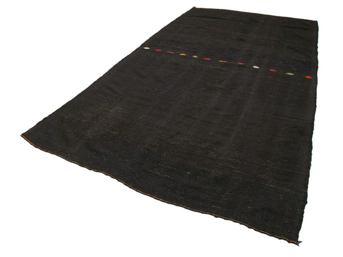 Striped Kilim Brown Striped Goat Hair Handmade Rug 6'5'' x 12'6''