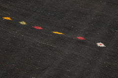 Striped Kilim Brown Striped Goat Hair Handmade Rug 6'5'' x 12'6''