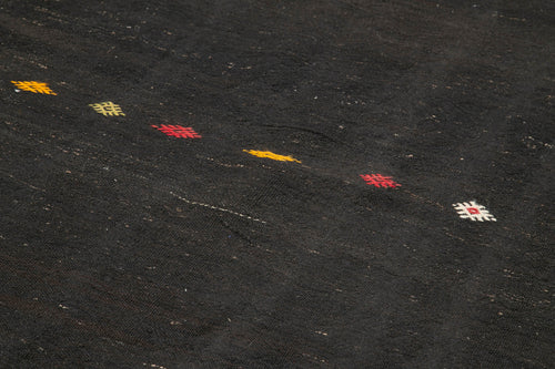 Striped Kilim Brown Striped Goat Hair Handmade Rug 6'5'' x 12'6''