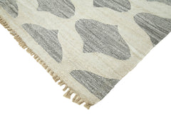 Scrap Grey Geometric Cotton Wool Handmade Area Rug 7'10'' x 10'4''