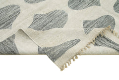 Scrap Grey Geometric Cotton Wool Handmade Area Rug 7'10'' x 10'4''