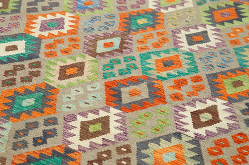 Scrap Pink Geometric Cotton Wool Handmade Area Rug 8'6'' x 11'5''