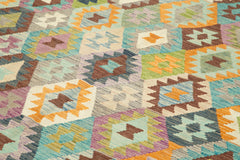 Scrap Orange Geometric Cotton Wool Handmade Area Rug 8'4'' x 11'2''