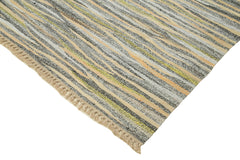 Handmade Area Rug - Pink Geometric Cotton Wool Vintage Hand Woven Carpet 9'3" x 13'6"