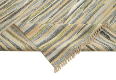 Handmade Area Rug - Pink Geometric Cotton Wool Vintage Hand Woven Carpet 9'3" x 13'6"