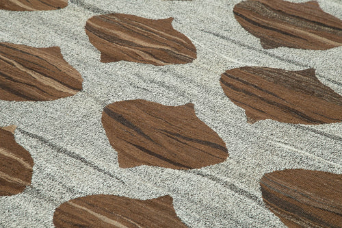 Handmade Area Rug - Blue Geometric Cotton Wool Vintage Handwoven Carpet 7'9''x10'7''