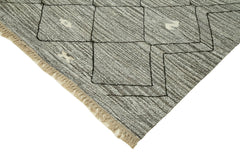 Handmade Area Rug | Geometric Cotton Wool Rug - Neutral Beige Vintage Carpet