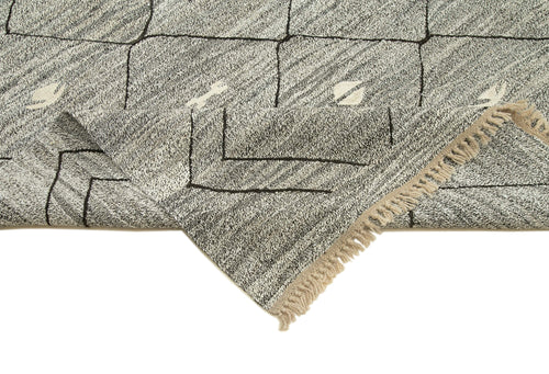 Handmade Area Rug | Geometric Cotton Wool Rug - Neutral Beige Vintage Carpet