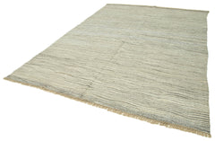 Scrap Grey Geometric Cotton Wool Handmade Area Rug 8'8'' x 12'1''