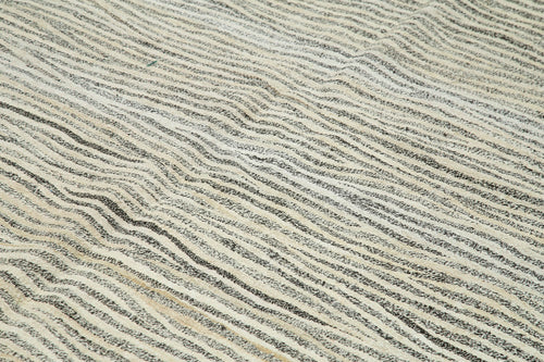 Scrap Grey Geometric Cotton Wool Handmade Area Rug 8'8'' x 12'1''