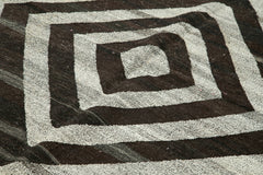 Scrap Grey Geometric Cotton Wool Handmade Area Rug 8'4'' x 10'5''