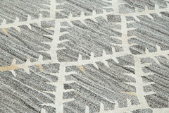 Handmade Area Rug - Grey Geometric Cotton Wool Rug 8'4'' x 11'6'' for Living Room