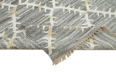 Handmade Area Rug - Grey Geometric Cotton Wool Rug 8'4'' x 11'6'' for Living Room