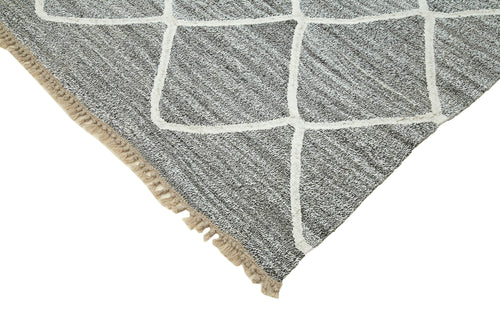 Handmade Area Rug – Grey Geometric Cotton Wool Turkish Wool Carpet 7'11''x10'5''