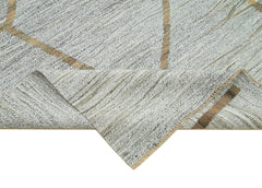 Scrap Grey Geometric Cotton Wool Handmade Area Rug 8'10'' x 12'2''