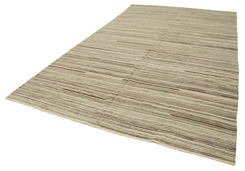 Handmade Area Rug – Beige Geometric Wool Cotton Carpet 8'1''x13'9'' Durable Soft Texture