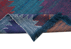 Handmade Area Rug - Blue Geometric Cotton Wool Turkish Wool Rug 8'2''x11'7''