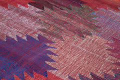 Scrap Red Geometric Cotton Wool Handmade Area Rug 8'0'' x 11'2''