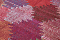 Handmade Area Rug - Red Geometric Cotton Wool Durable Turkish Wool Carpet 7'11'' x 11'3''