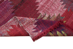 Handmade Area Rug - Red Geometric Cotton Wool Durable Turkish Wool Carpet 7'11'' x 11'3''