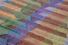 Scrap White Geometric Cotton Wool Handmade Area Rug 10'0'' x 13'7''