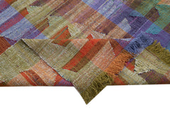 Scrap White Geometric Cotton Wool Handmade Area Rug 10'0'' x 13'7''