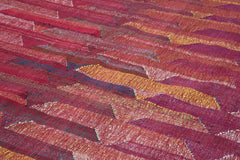 Scrap Pink Geometric Cotton Wool Handmade Area Rug 13'1'' x 16'5''