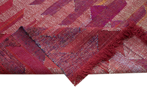 Scrap Pink Geometric Cotton Wool Handmade Area Rug 13'1'' x 16'5''