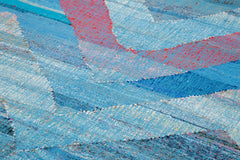 Scrap Blue Geometric Cotton Wool Handmade Area Rug 10'4'' x 15'11''