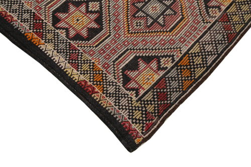 Geometric Kilim Brown Geometric Goat Hair Handmade Rug 6'6'' x 10'8''