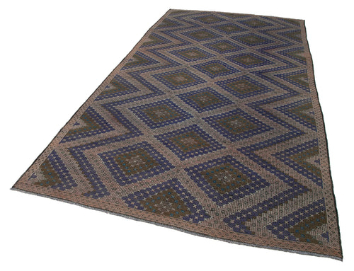 Geometric Kilim Brown Geometric Goat Hair Handmade Rug 5'10'' x 12'1''