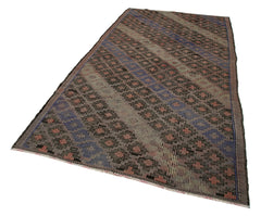 Geometric Kilim Brown Geometric Goat Hair Handmade Rug 5'5'' x 10'4''