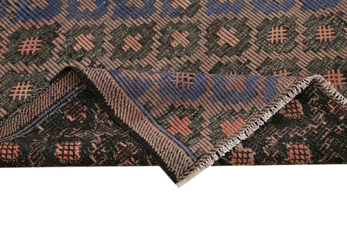 Geometric Kilim Brown Geometric Goat Hair Handmade Rug 5'5'' x 10'4''